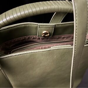Olive Green Leather Tote Bag